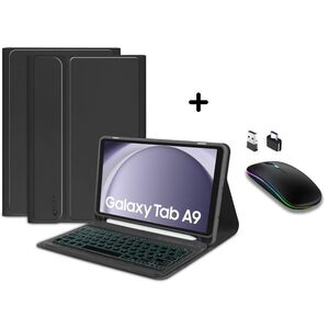 Husa cu tastatura iluminata pentru Samsung Galaxy Tab A9 8.7 inch si mouse wireless RGB iluminat LED, negru