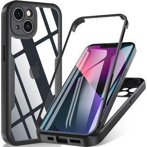 Pachet 360: Husa cu folie integrata pentru iPhone 14 Cover360 fata spate - negru / transparent