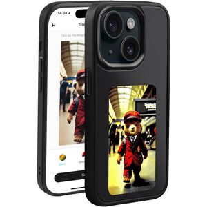 Husa pentru iPhone 14 / iPhone 13 DIY customizabil cu ecran E-ink, NFC Photo Display, negru