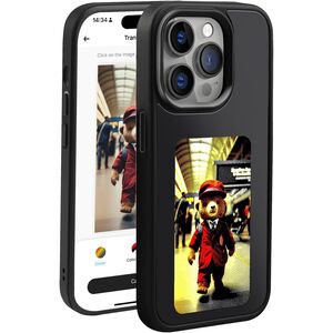 Husa pentru iPhone 15 Pro Max, DIY customizabil cu ecran E-ink, NFC Photo Display, negru