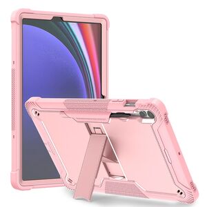 [Pachet 360°] Husa + folie sticla Samsung Galaxy Tab S9 Plus Techsuit Rugged TabShell, roz
