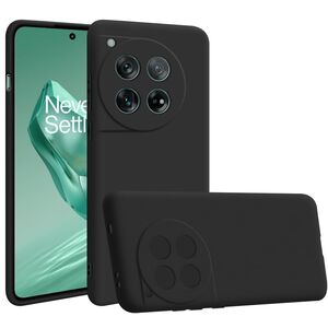 Husa pentru OnePlus 12 Liquid Silicone, subțire, captusita cu microfibra, anti amprentă, protectie cameră foto, negru
