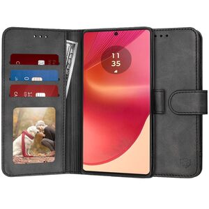 Husa 360 Motorola Edge 50 Fusion Wallet tip carte, negru