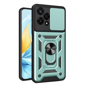 Husa pentru Honor 200 Lite Ring Armor Kickstand Tough Rugged Cover cu protectie camera, verde