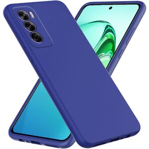 Husa pentru Oppo Reno 12 Pro Liquid Silicone, subțire, captusita cu microfibra, anti amprentă, protectie cameră foto, albastru