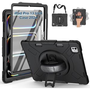 Pachet 360: Husa cu folie integrata pentru iPad Pro 13 (2024) Shockproof Armor de tip stand, negru