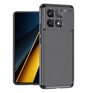 Husa pentru Poco F6 Pro Soft Carbon Fibre Design, Anti-Fingerprint, Anti-Scratch, negru