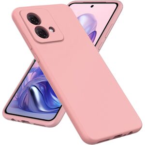 Husa pentru Motorola Moto G84 Liquid Silicone, subțire, captusita cu microfibra, anti amprentă, protectie cameră foto, roz