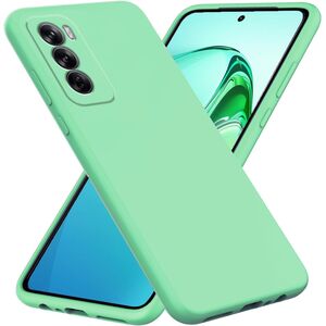 Husa pentru Oppo Reno 12 Pro Liquid Silicone, subțire, captusita cu microfibra, anti amprentă, protectie cameră foto, verde deschis