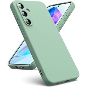 Husa pentru Samsung Galaxy A55 Liquid Silicone, subțire, captusita cu microfibra, anti amprentă, protectie cameră foto, verde deschis