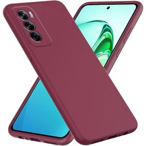 Husa pentru Oppo Reno 12 Pro Liquid Silicone, subțire, captusita cu microfibra, anti amprentă, protectie cameră foto, burgundy