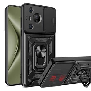 Husa pentru Huawei Pura 70 cu inel Ring Armor Kickstand Tough Rugged, negru
