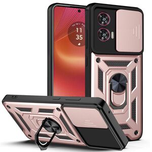 Husa pentru Motorola Edge 50 Fusion cu inel Ring Armor Kickstand Tough Rugged, rose gold