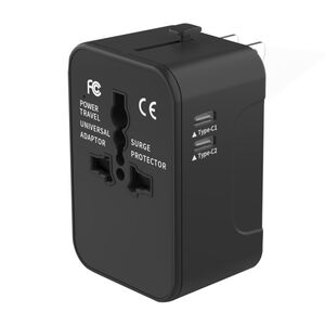 Adaptor priza EU la US, UK, AUS, 2 x USB-C, Techsuit, HHT202-2C