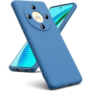 Husa pentru Honor Magic 6 Lite Liquid Silicone, subțire, captusita cu microfibra, anti amprentă, protectie cameră foto, albastru
