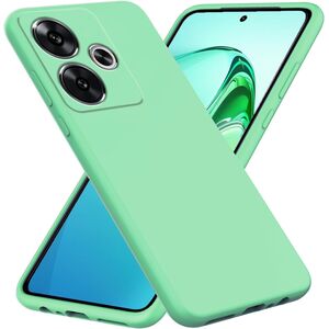 Husa pentru Xiaomi Redmi 13 Liquid Silicone, subțire, captusita cu microfibra, anti amprentă, protectie cameră foto, verde deschis
