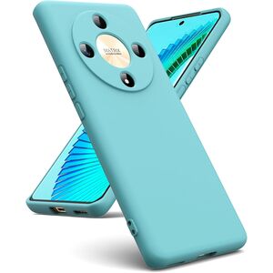 Husa pentru Honor Magic 6 Lite Liquid Silicone, subțire, captusita cu microfibra, anti amprentă, protectie cameră foto, turcoaz