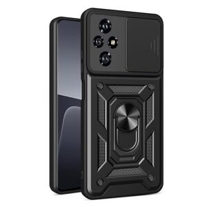 Husa pentru Honor 200 Ring Armor Kickstand Tough Rugged Cover cu protectie camera, negru
