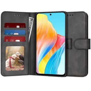 Husa pentru Oppo A60 tip carte 360 Kickstand cu sloturi pentru card, negru