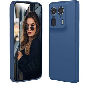 Husa pentru Motorola Edge 50 Ultra Liquid Silicone, subțire, captusita cu microfibra, anti amprentă, protectie cameră foto, albastru