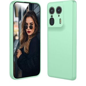 Husa pentru Motorola Edge 50 Ultra Liquid Silicone, subțire, captusita cu microfibra, anti amprentă, protectie cameră foto, verde deschis