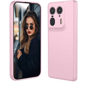 Husa pentru Motorola Edge 50 Ultra Liquid Silicone, subțire, captusita cu microfibra, anti amprentă, protectie cameră foto, roz