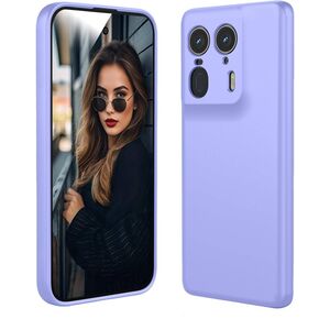 Husa pentru Motorola Edge 50 Ultra Liquid Silicone, subțire, captusita cu microfibra, anti amprentă, protectie cameră foto, mov