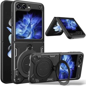 Husa pentru Samsung Galaxy Z Flip 6 Ring Holder Stand Shockproof, negru