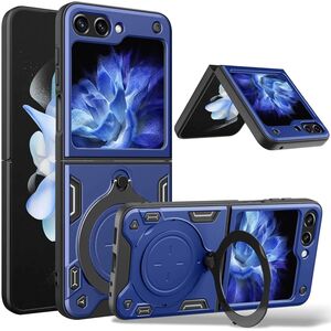 Husa pentru Samsung Galaxy Z Flip 6 Ring Holder Stand Shockproof, albastru