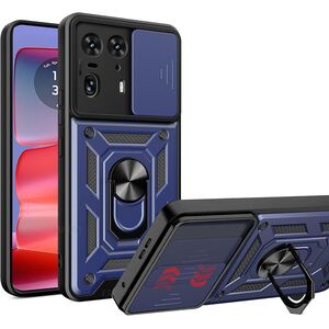 Husa pentru Motorola Edge 50 Ultra cu inel Ring Armor Kickstand Tough Rugged, albastru