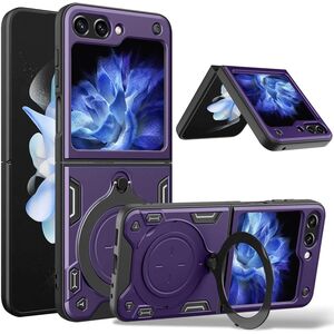 Husa pentru Samsung Galaxy Z Flip 6 Ring Holder Stand Shockproof, mov