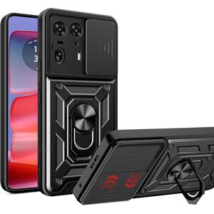 Husa pentru Motorola Edge 50 Ultra cu inel Ring Armor Kickstand Tough Rugged, negru
