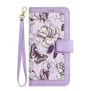 Husa tip carte pentru Honor 200 Lite, functie stand si port carduri, butterfly mov