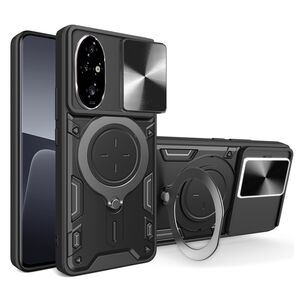 Husa pentru Honor 200 Pro cu protecție pentru cameră și suport magnetic integrat Ring Shockproof, negru