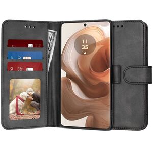 Husa pentru Motorola Edge 50 Ultra tip carte 360 Kickstand Portofel Multifunctional, Protectie Completa, negru