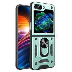 Husa pentru Samsung Galaxy Z Flip 6 cu inel Ring Armor Kickstand Tough, verde