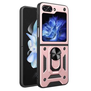 Husa pentru Samsung Galaxy Z Flip 6 cu inel Ring Armor Kickstand Tough, rose gold