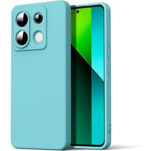 Husa pentru Xiaomi Redmi Note 13 Pro 5G Liquid Silicone, subțire, captusita cu microfibra, anti amprentă, protectie cameră foto, turcoaz