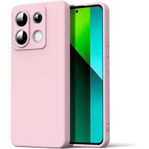 Husa pentru Xiaomi Redmi Note 13 Pro 5G Liquid Silicone, subțire, captusita cu microfibra, anti amprentă, protectie cameră foto, roz