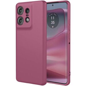 Husa pentru Motorola Edge 50 Ultra Liquid Silicone, subțire, captusita cu microfibra, anti amprentă, protectie cameră foto, burgundy