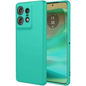Husa pentru Motorola Edge 50 Ultra Liquid Silicone, subțire, captusita cu microfibra, anti amprentă, protectie cameră foto, turcoaz