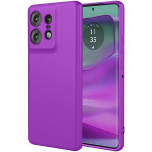 Husa pentru Motorola Edge 50 Ultra Liquid Silicone, subțire, captusita cu microfibra, anti amprentă, protectie cameră foto, mov