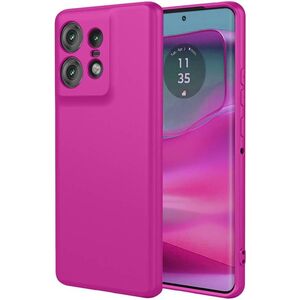Husa pentru Motorola Edge 50 Ultra Liquid Silicone, subțire, captusita cu microfibra, anti amprentă, protectie cameră foto, fucsia