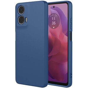 Husa pentru Motorola Moto G85 Liquid Silicone, subțire, captusita cu microfibra, anti amprentă, protectie cameră foto, albastru