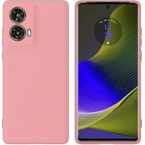 Husa pentru Motorola Moto G85 Liquid Silicone, subțire, captusita cu microfibra, anti amprentă, protectie cameră foto, roz