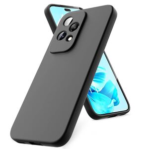 Husa pentru Honor 200 Lite Liquid Silicone, subțire, captusita cu microfibra, anti amprentă, protectie cameră foto, negru
