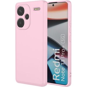 Husa pentru Xiaomi Redmi Note 13 Pro+ Liquid Silicone, subțire, captusita cu microfibra, anti amprentă, protectie cameră foto, roz