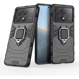 Husa pentru Poco F6 Pro cu inel Armor Kickstand Tough Rugged Cover, negru
