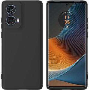 Husa pentru Motorola Moto G85 Liquid Silicone, subțire, captusita cu microfibra, anti amprentă, protectie cameră foto, negru