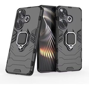 Husa pentru Poco F6 cu inel Armor Kickstand Tough Rugged Cover, negru